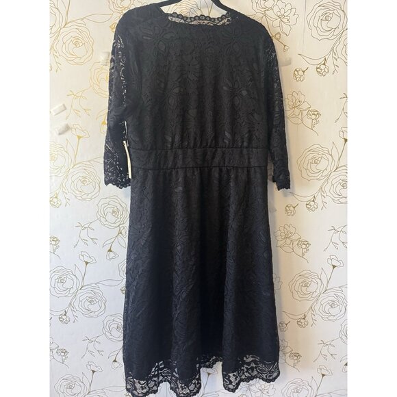 Kiyonna Dress New Size 2x Black Lace VNeck Stretch Lined Cocktail Formal 057 - Picture 8 of 8